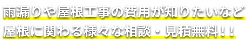 雨漏りや屋根工事の費用が知りたいなど屋根に関わる様々な相談・見積無料!!